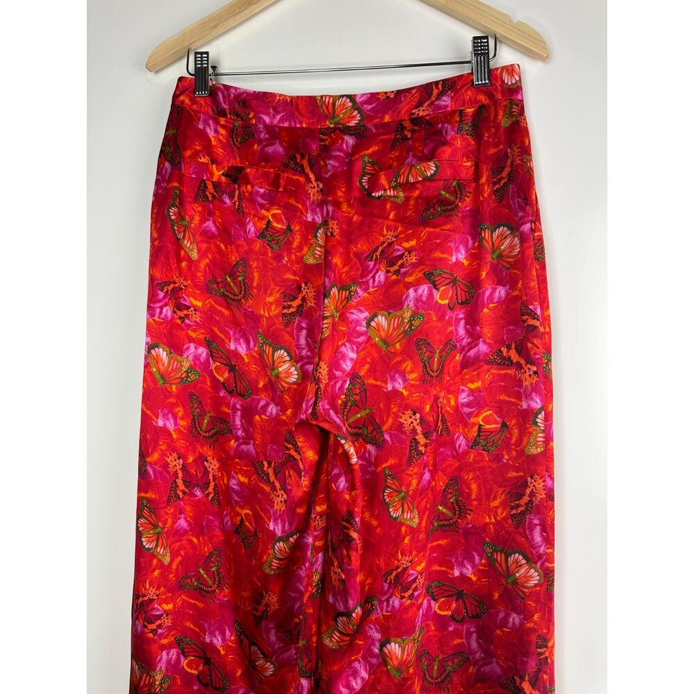 L'AGENCE Luvvy Butterfly Print Silk Straight Leg Trousers Women's Medium ? Pants - Picture 12 of 16